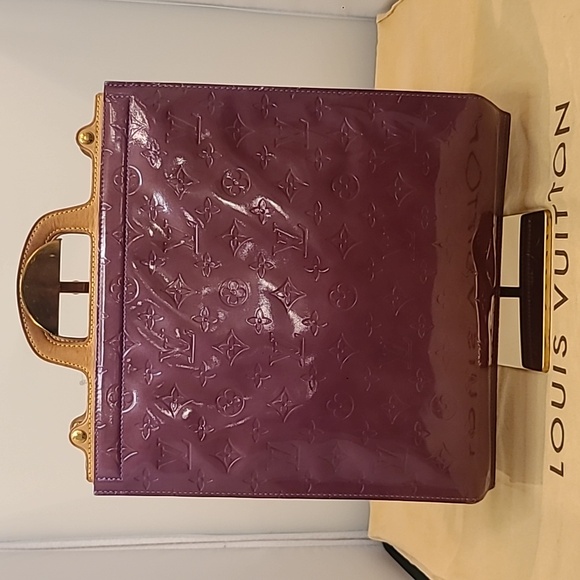 LOUIS VUITTON VINTAGE 1999! ULTRA RARE COLOR PURPLE MONOGRAM VERNIS STANTON TOTE - Picture 11 of 17